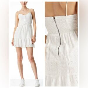 ALICE + OLIVIA Fae gathered broderie anglaise mini dress white 6 $395